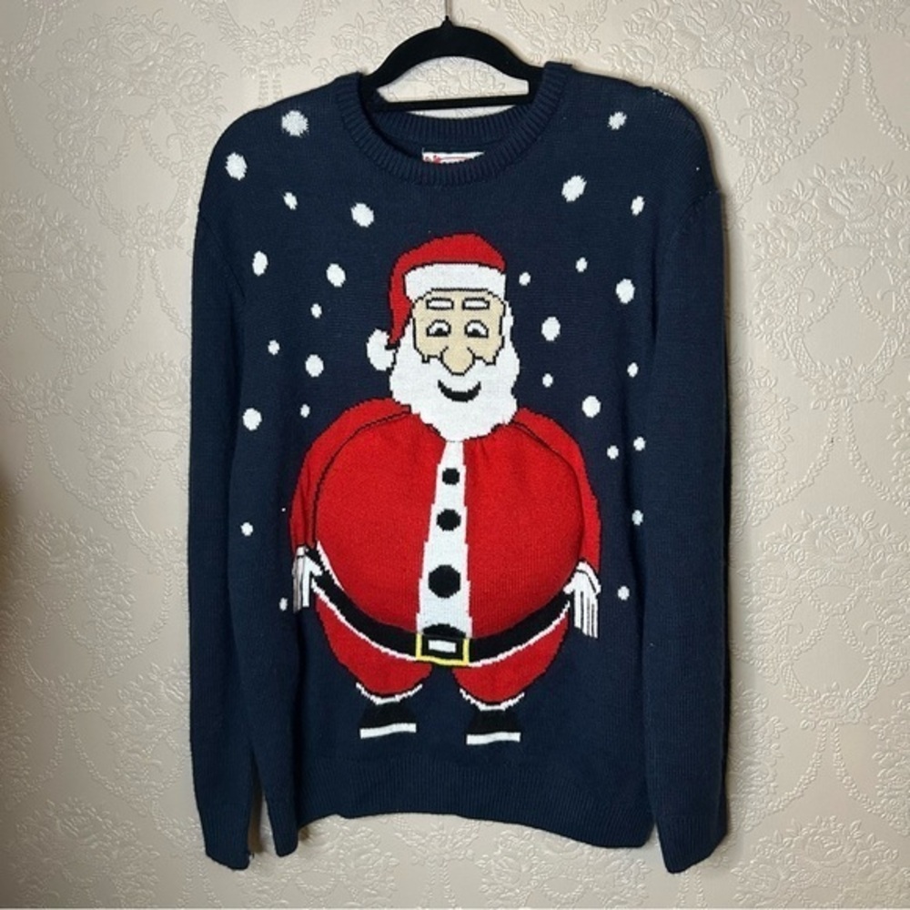 Festive Santa Sweater - Navy and Red Christmas